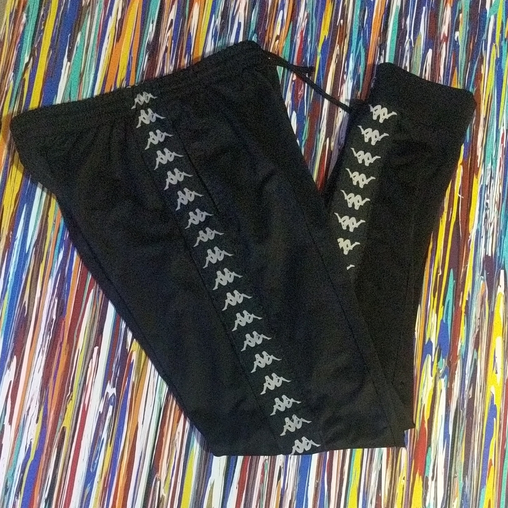 Kappa Black Joggers with White Logo